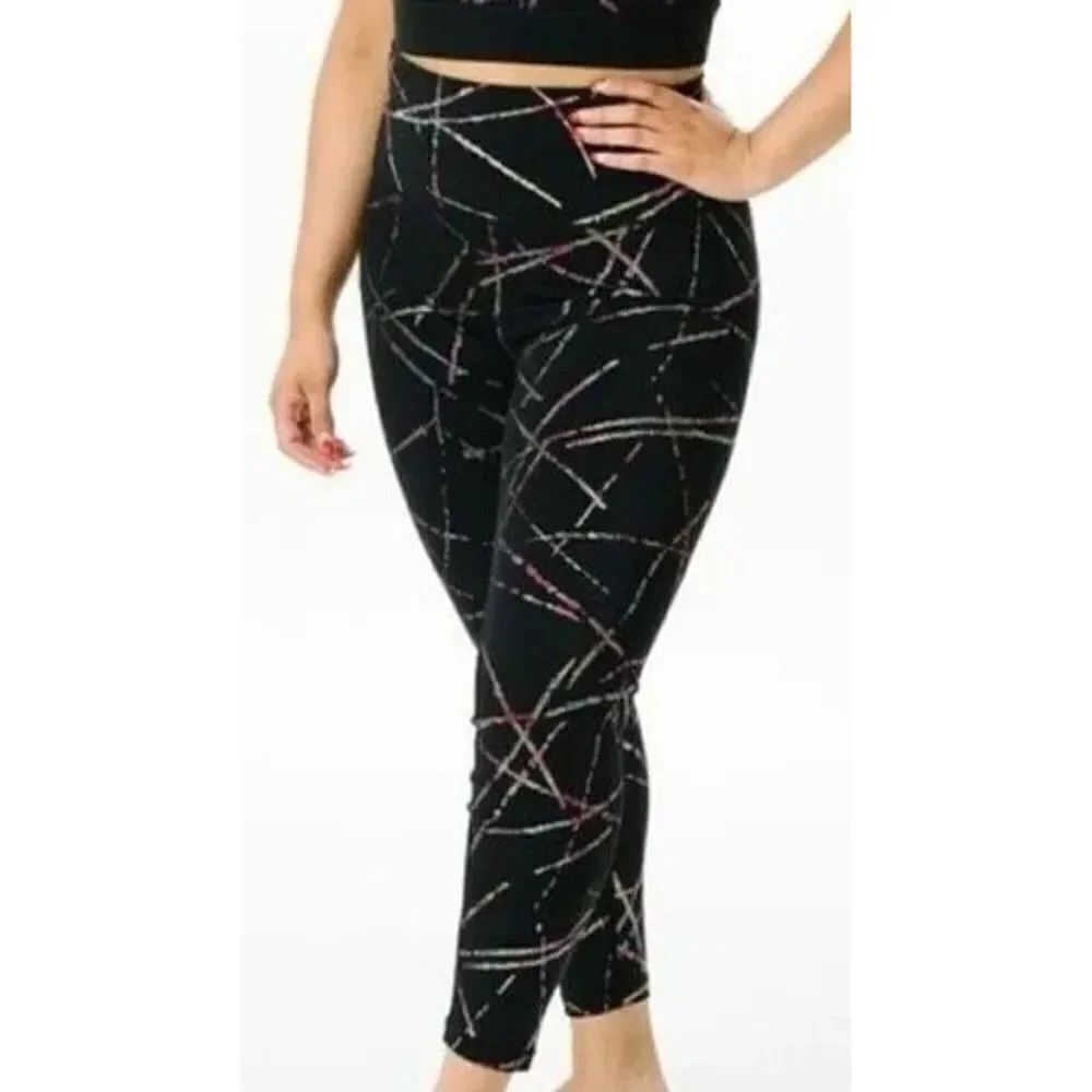 Zyia multicolored abstract black 7/8 Athleisure 8-10 leggings